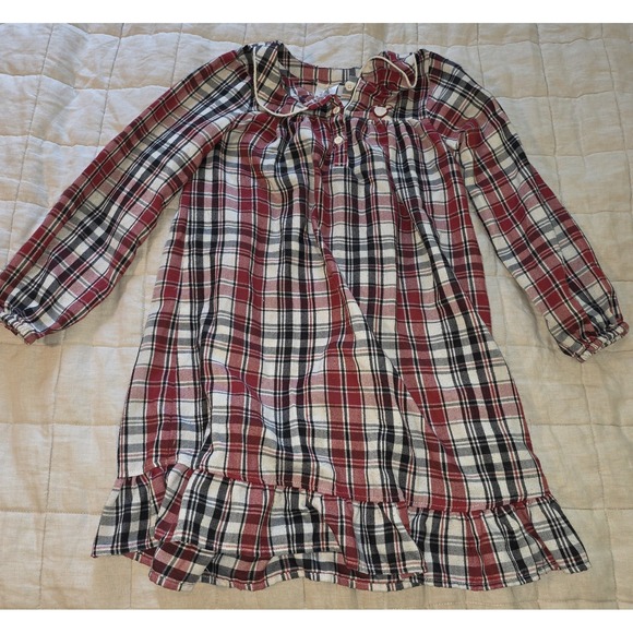 Disney Flannel Pajama Gown Mickey Mouse Holiday Plaid Christmas Girl Size 7/8‎ - Picture 2 of 10